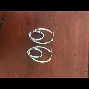 White/yellow gold hoop earrings